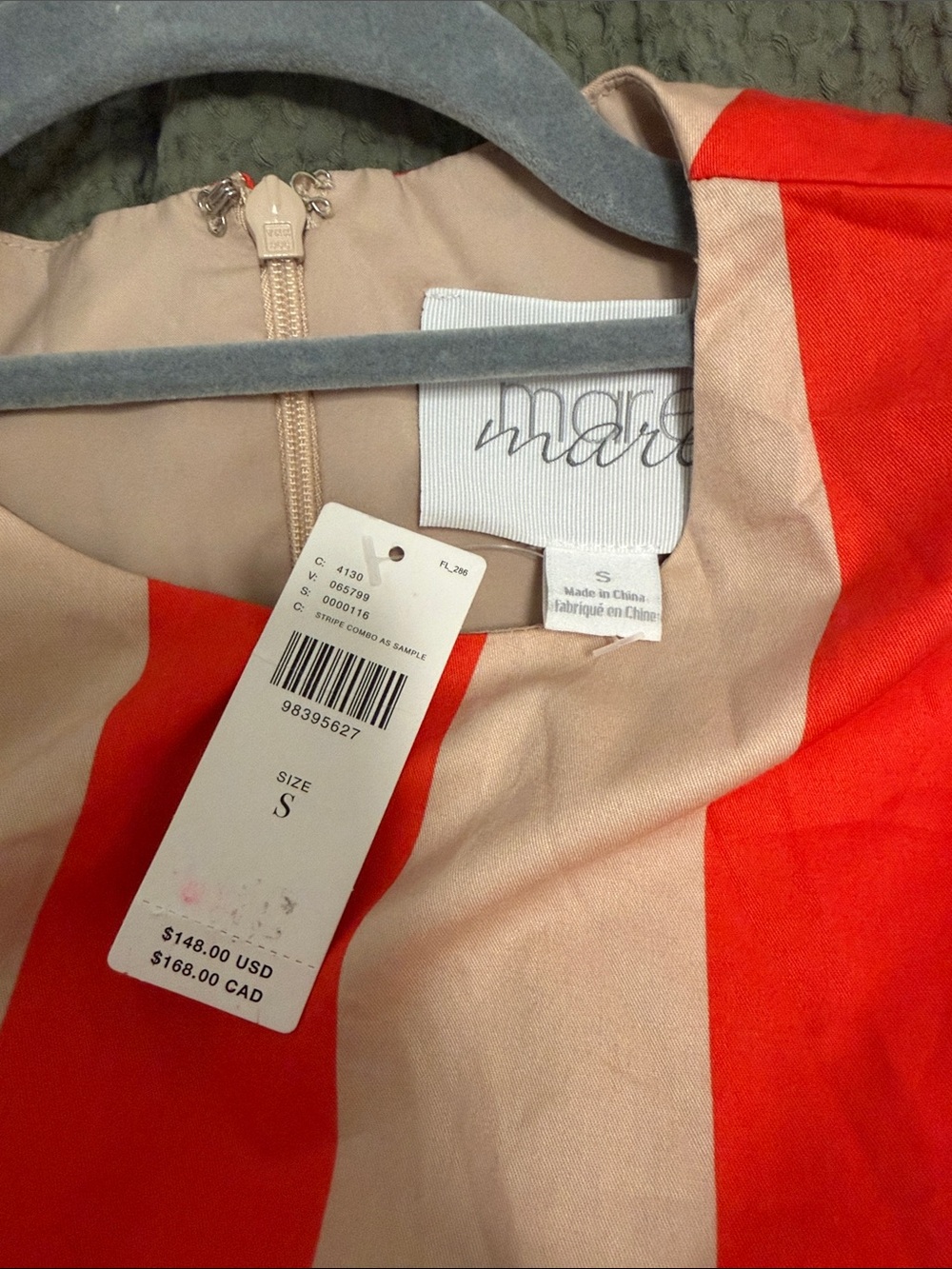 Mare Mare Red and Cream Striped Drop-Waist Dress - Picture 2 of 3